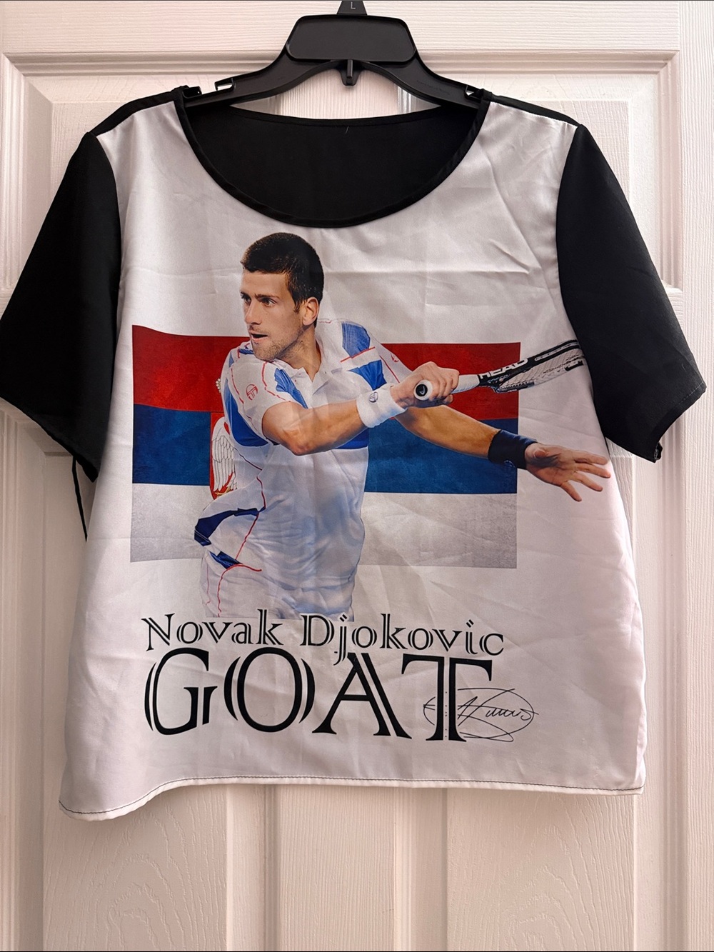 Black and White Sports Graphic Short Sleeve Top